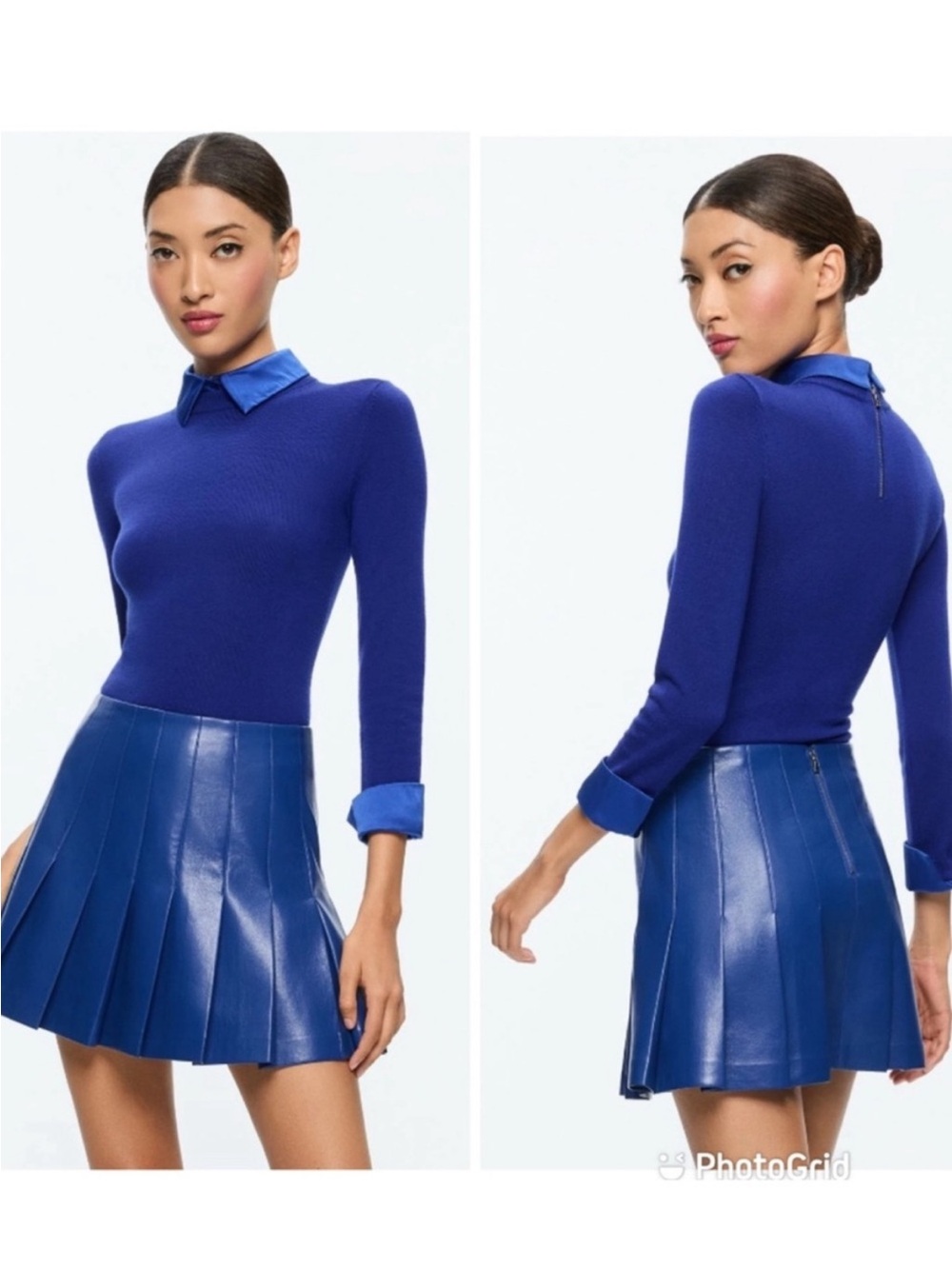 Alice + Olivia CARTER
PLEATED VEGAN LEATHER MINI SKIRT in Royal Blue
